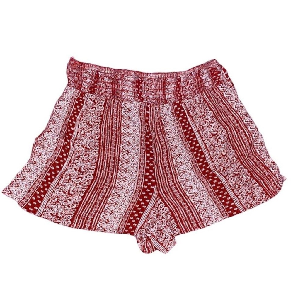 Peach tribal patterned striped boho orange flowy hippie shorts